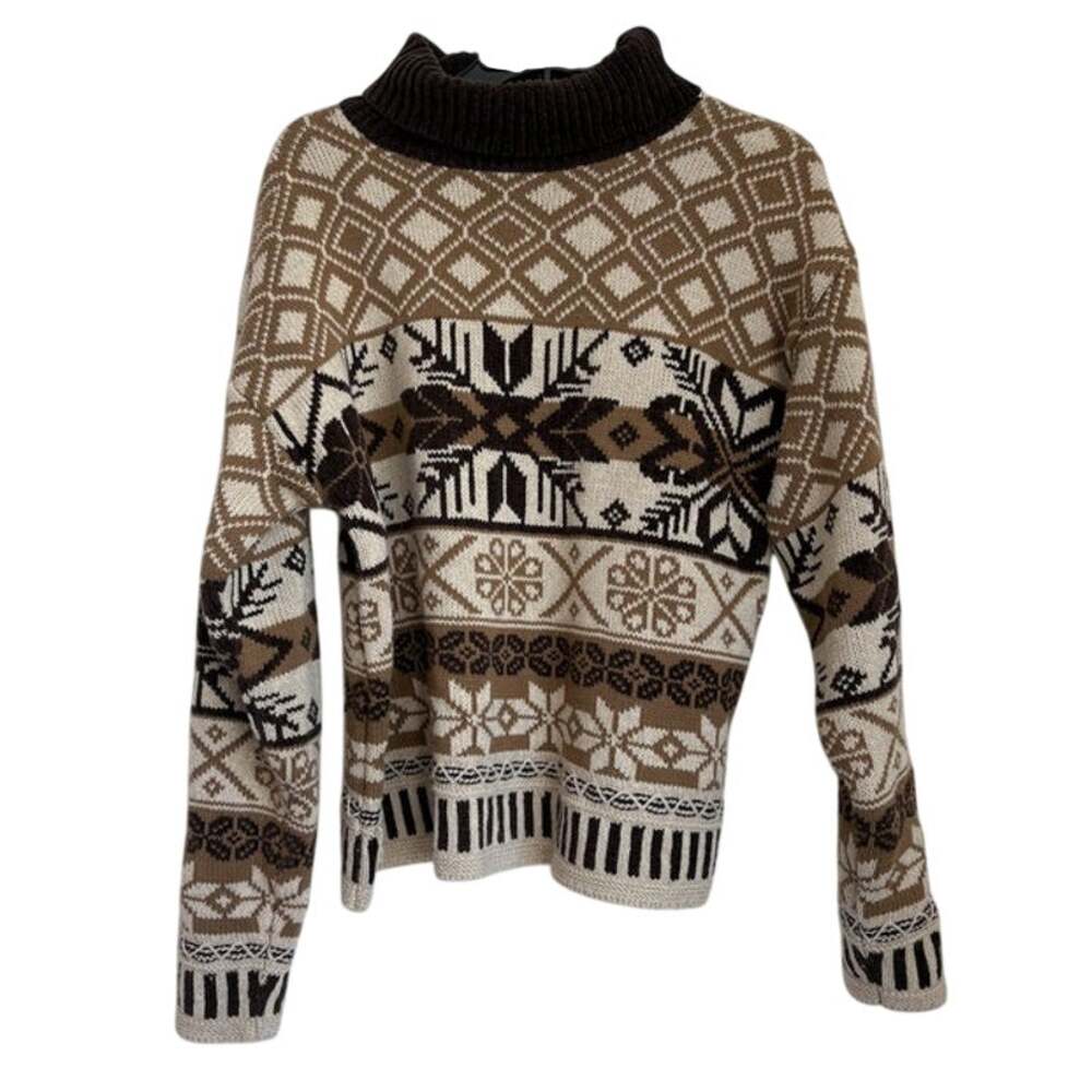 Vintage High Sierra Fair Isle Turtleneck Sweater Size XL